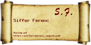 Siffer Ferenc névjegykártya